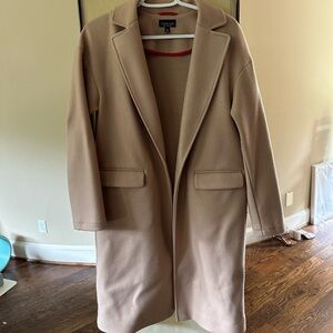 Topshop Lily Notch Lapel Woven Coat, size US 4, color camel